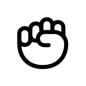 En tegning af en knyttet næve.