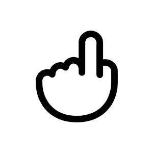 Tegning af en hånd, der stikker en pegefinger op.