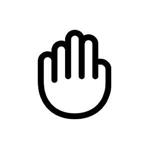 En tegning af en hånd med alle fingre udstrakte.