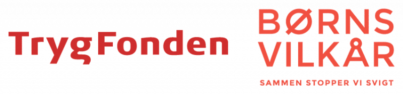 Hvid baggrund med TrygFondens og Børns Vilkårs logo side om side.
