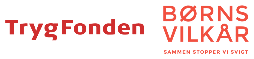 Hvid baggrund med TrygFondens og Børns Vilkårs logo side om side.