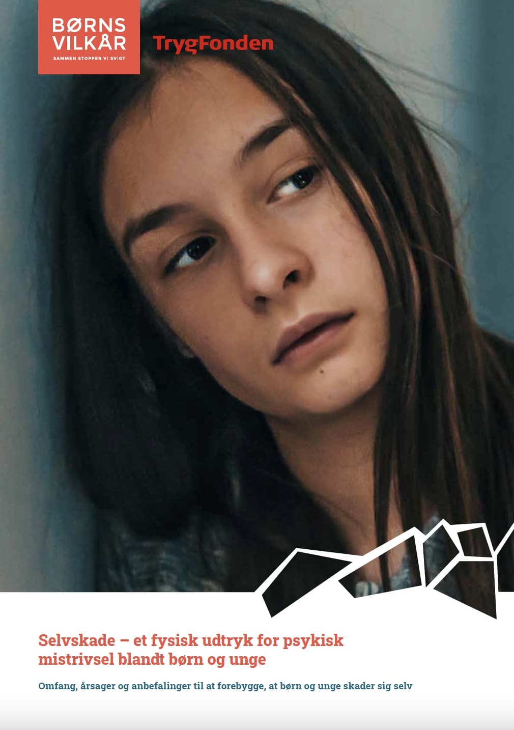 Forside for en rapport om selvskade, fra Børns Vilkår