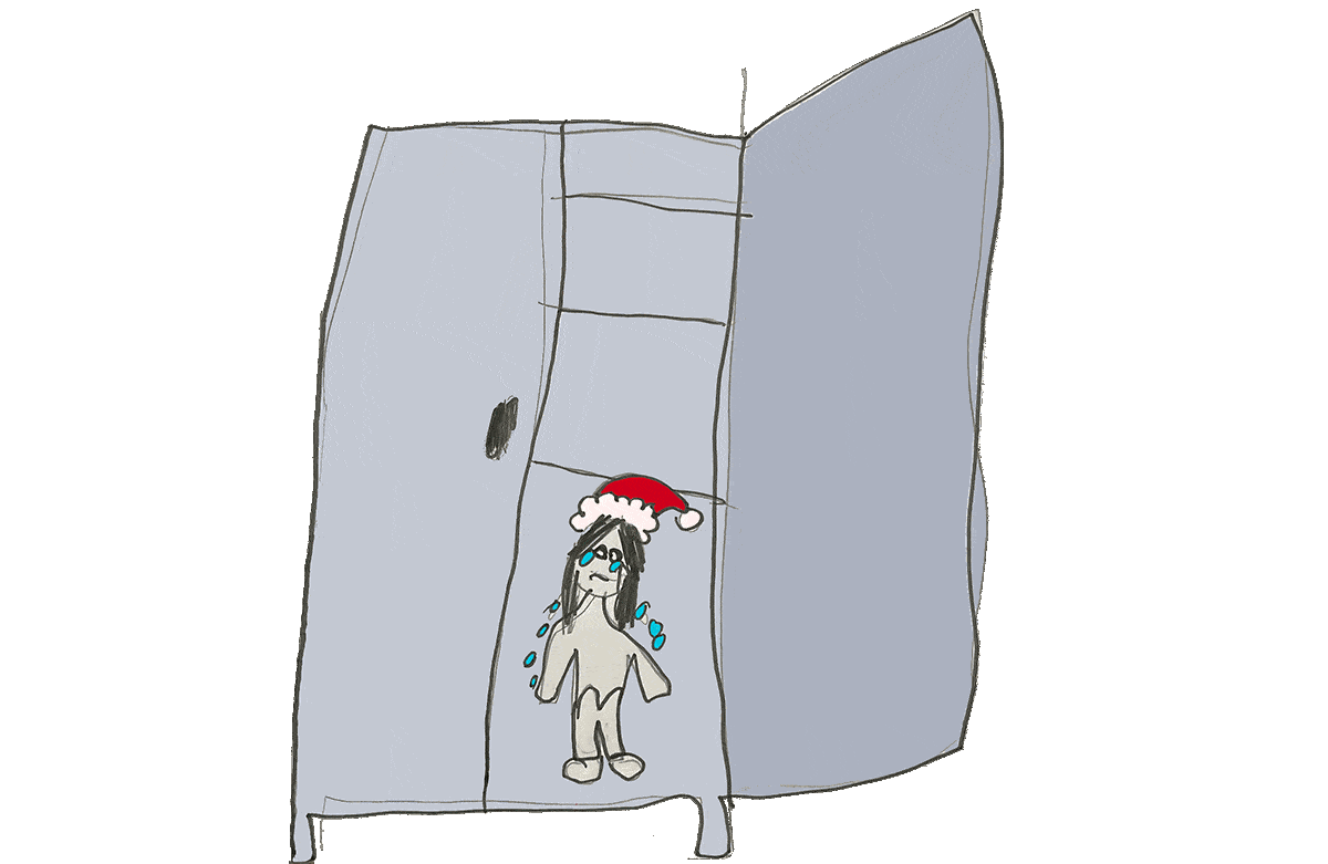 Animation af en pige i et skab