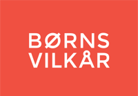 Børns Vilkårs logo på rød baggrund.