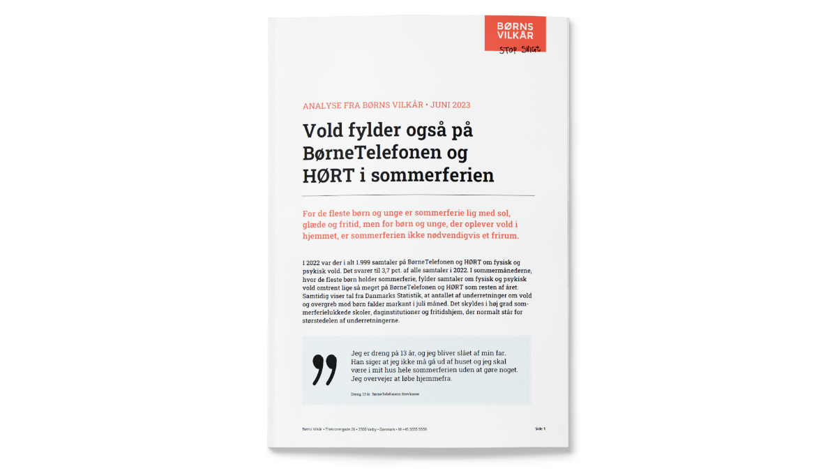 Forside fra en analyse om vold i sommerferien