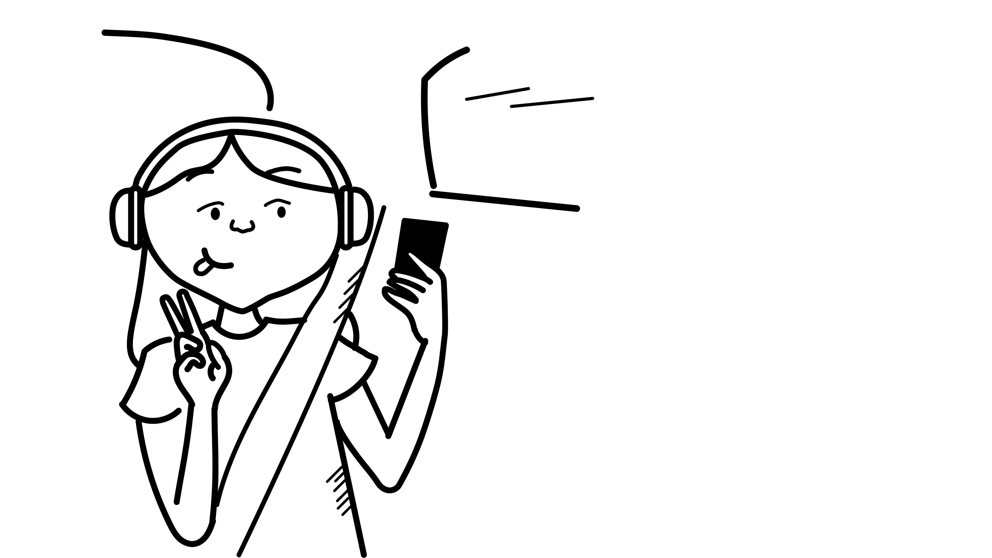 Tegning af en pige med headset på der tager et selfie