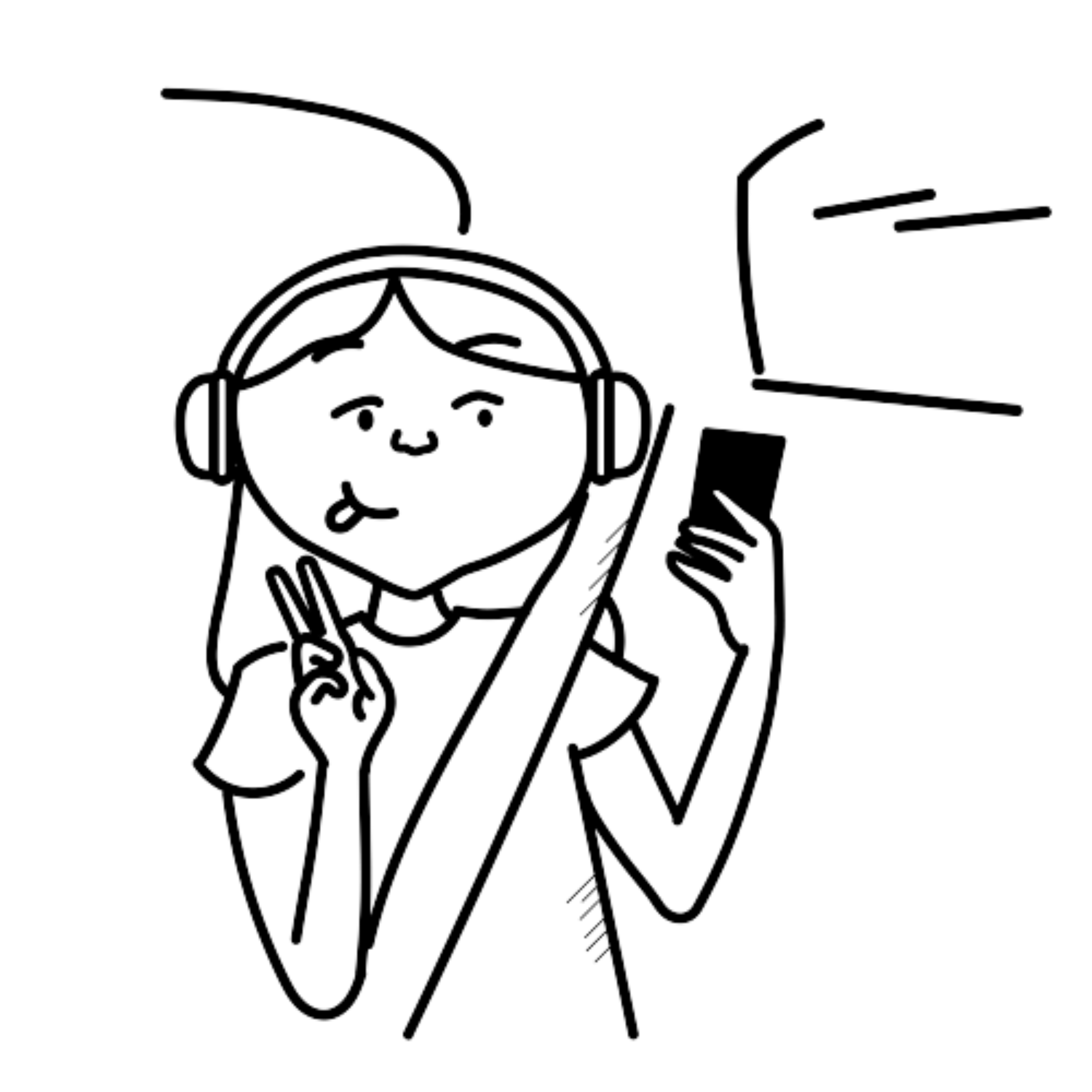 Tegning af en pige med headset på der tager et selfie