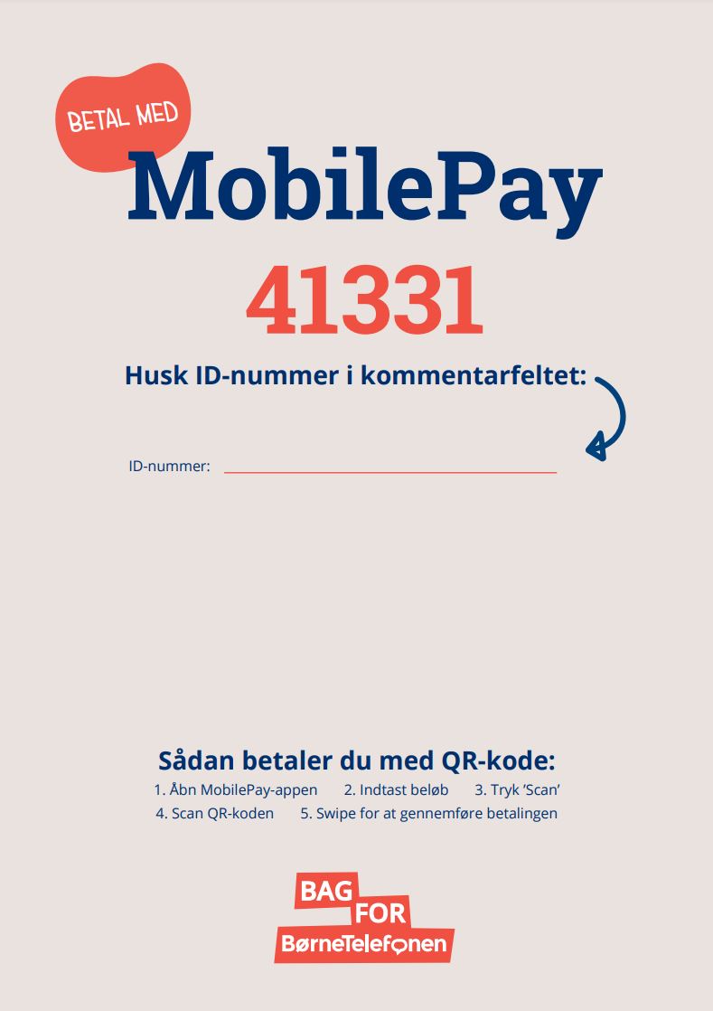 MobilePay plakat for Bag for BørneTelefonen