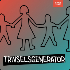 Tegning af kvinder og børn der holder hænder, med teksten 'TRIVSELSGENERATOR' under
