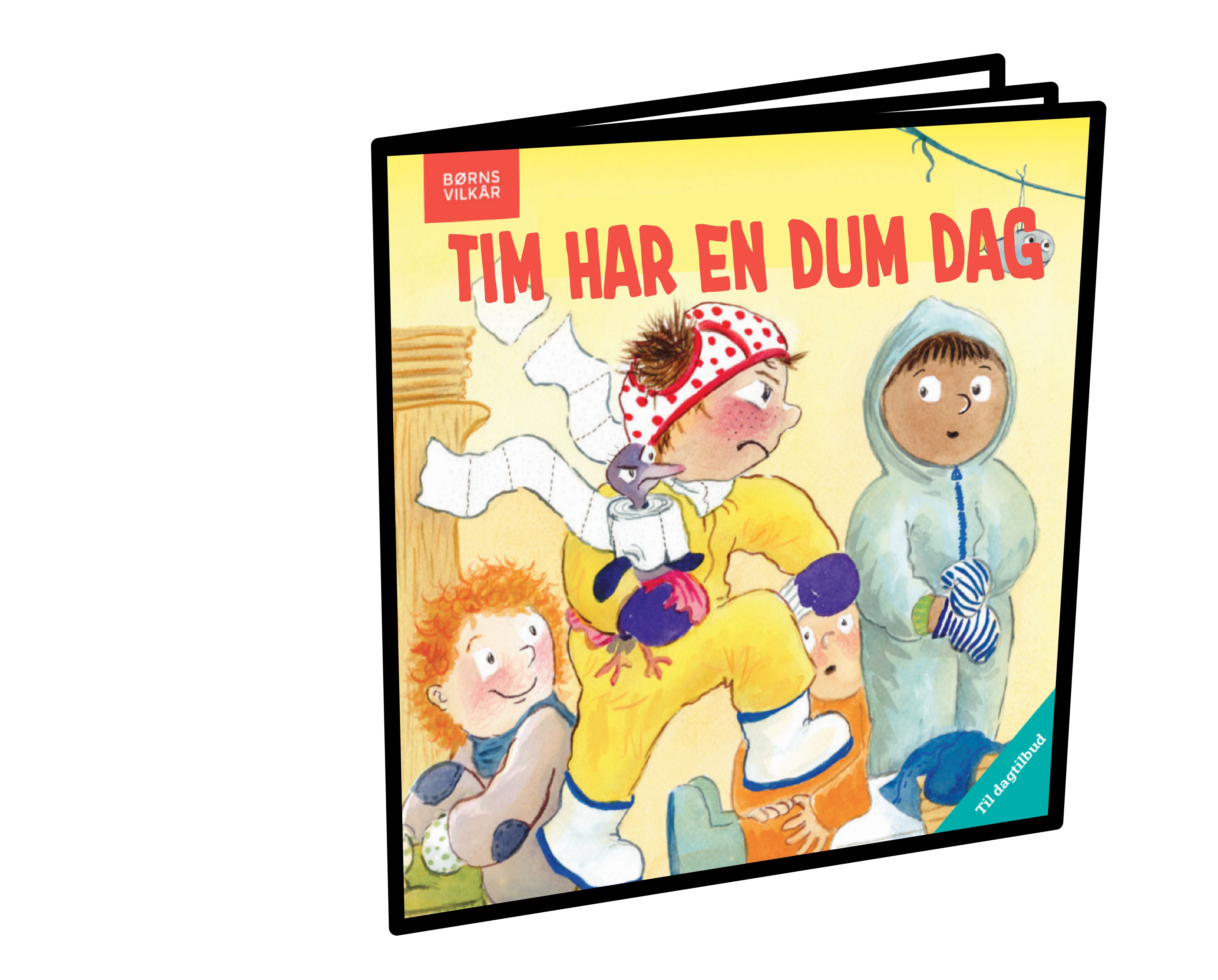 Tegning af coveret på billedbogen 'Tim har en dum dag'