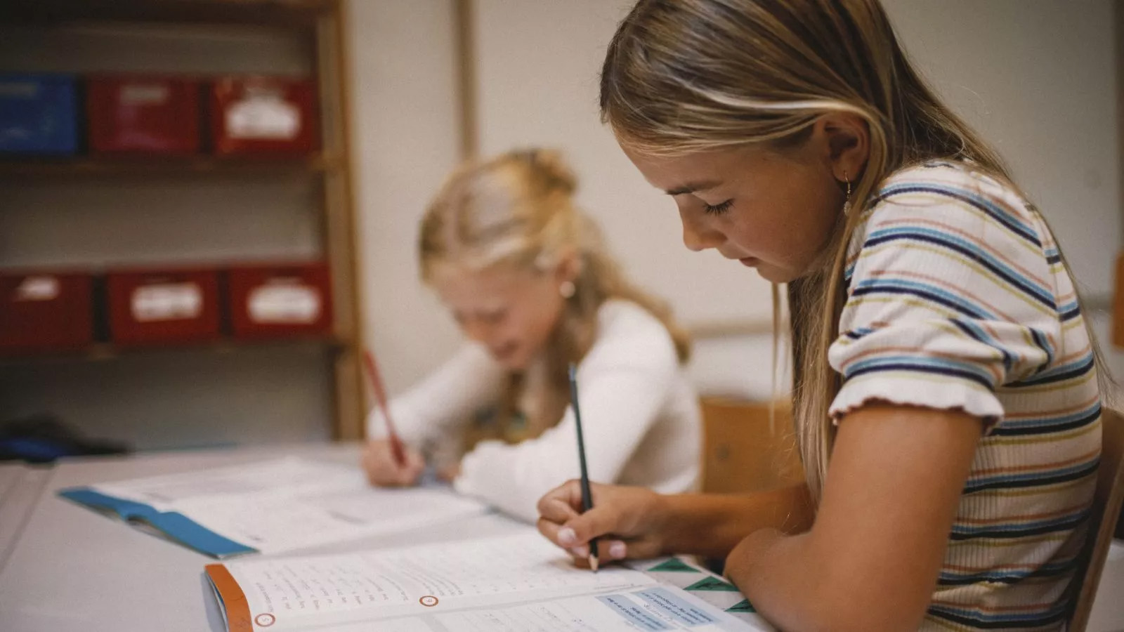 Tilde laver lektier i skolen