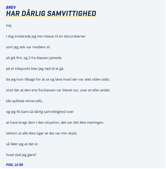 Brev fra BørneTelefonens brevkasse